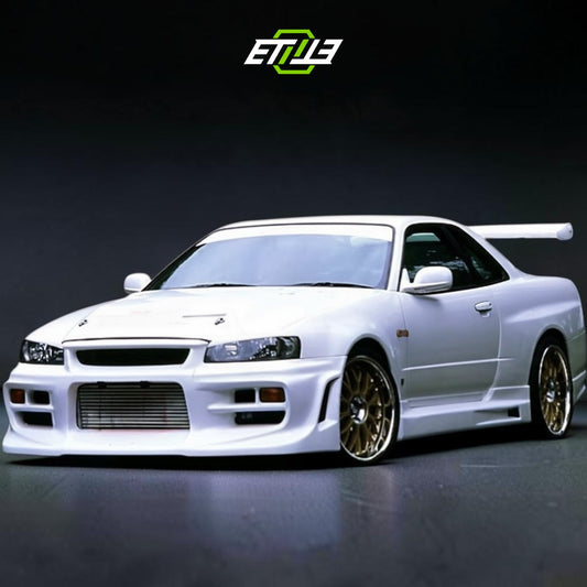R34 GT-R JUN style front bumper — bespoke carbon, side angle, ETi
