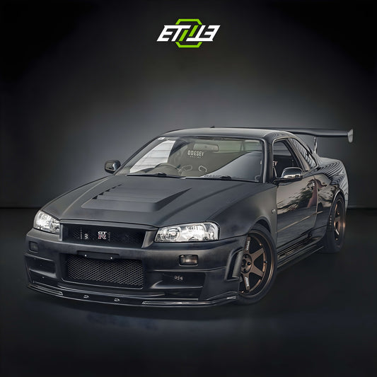 R34 GTT Z-Tune Hood 1999-2000 Skyline R34 GTT 2D 4D GTR-Style Bonnet with Duct