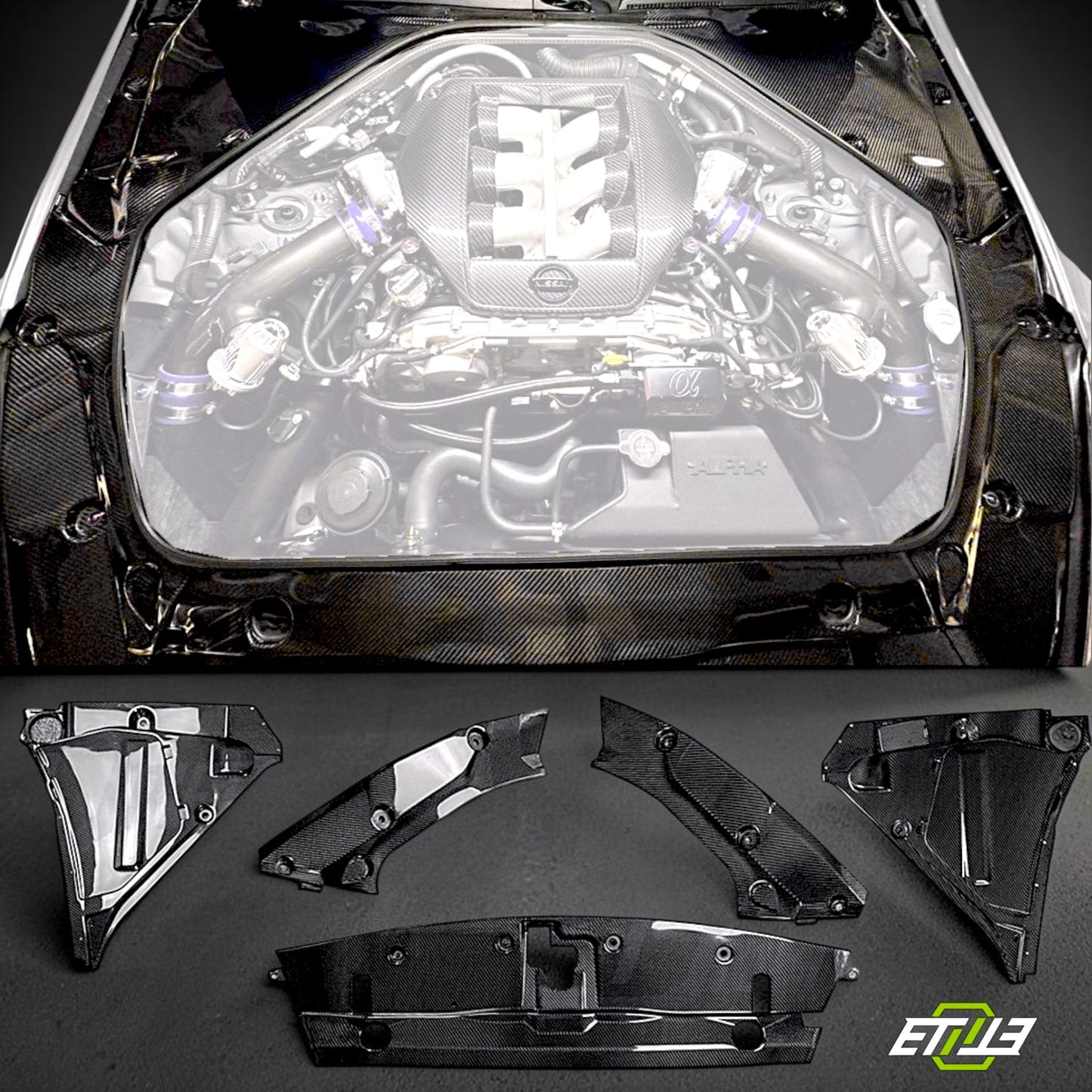 R35 GT-R OEM Style Engine Compartment Cover Set 5pcs | SKU: UNKNOWN-SKU | ID: 10658239611161 | Shopifydevstudio