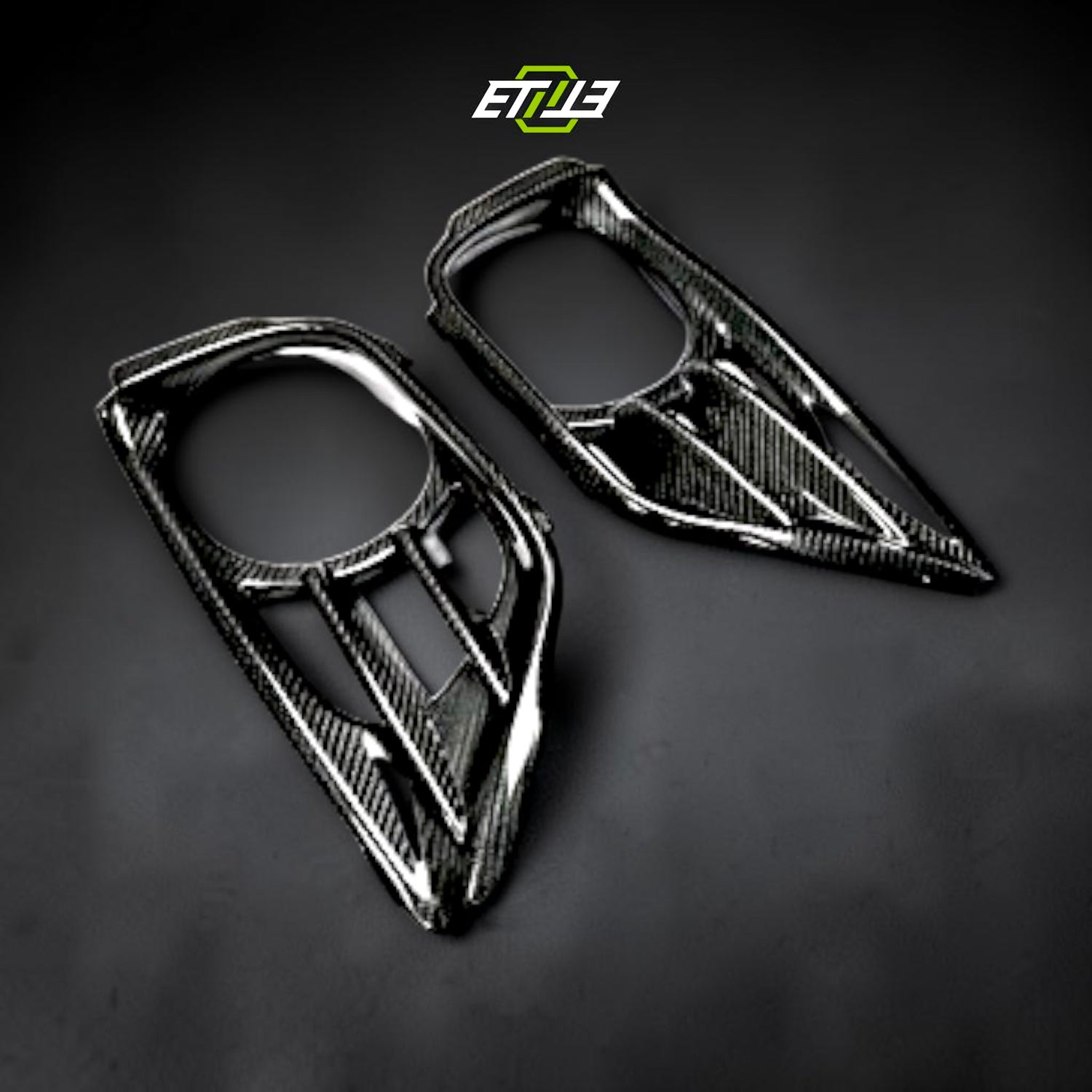 R35 B Style exhaust surround heat shield — bespoke carbon, front view, ETi