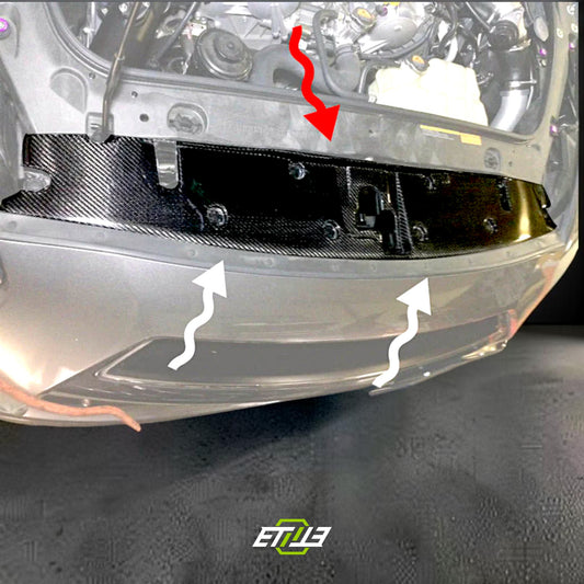 R35 OEM-style cooling panel — bespoke carbon, top view, ETi