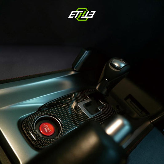 R35 gear surround trim — carbon fiber, alternate angle, ETi
