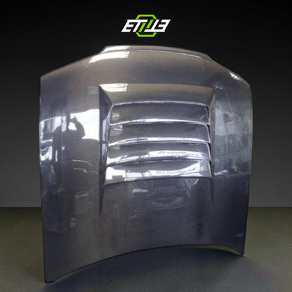 R32 Nismo style vented hood — carbon fiber, fitted on car, ETi