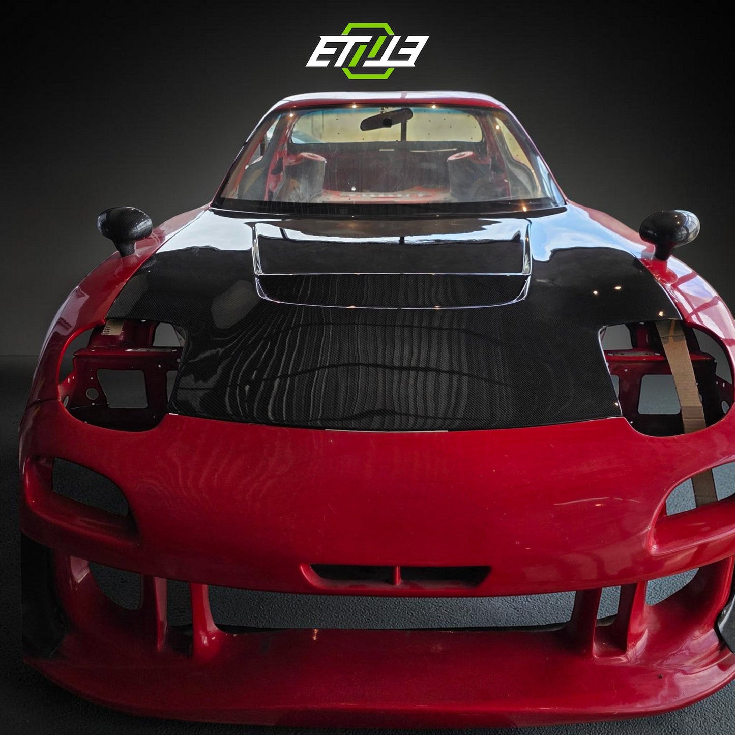 ETi Mazda RX-7 FD3S Suzuka Style Carbon Fiber Hood - 3