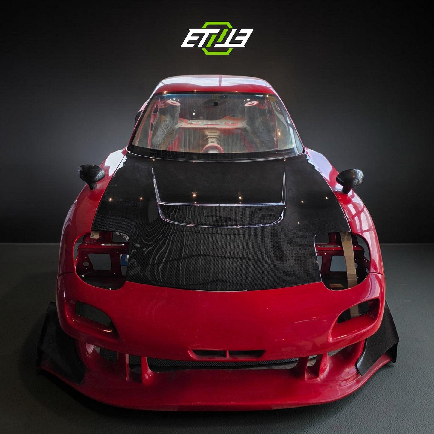 ETi Mazda RX-7 FD3S Suzuka Style Carbon Fiber Hood - 1