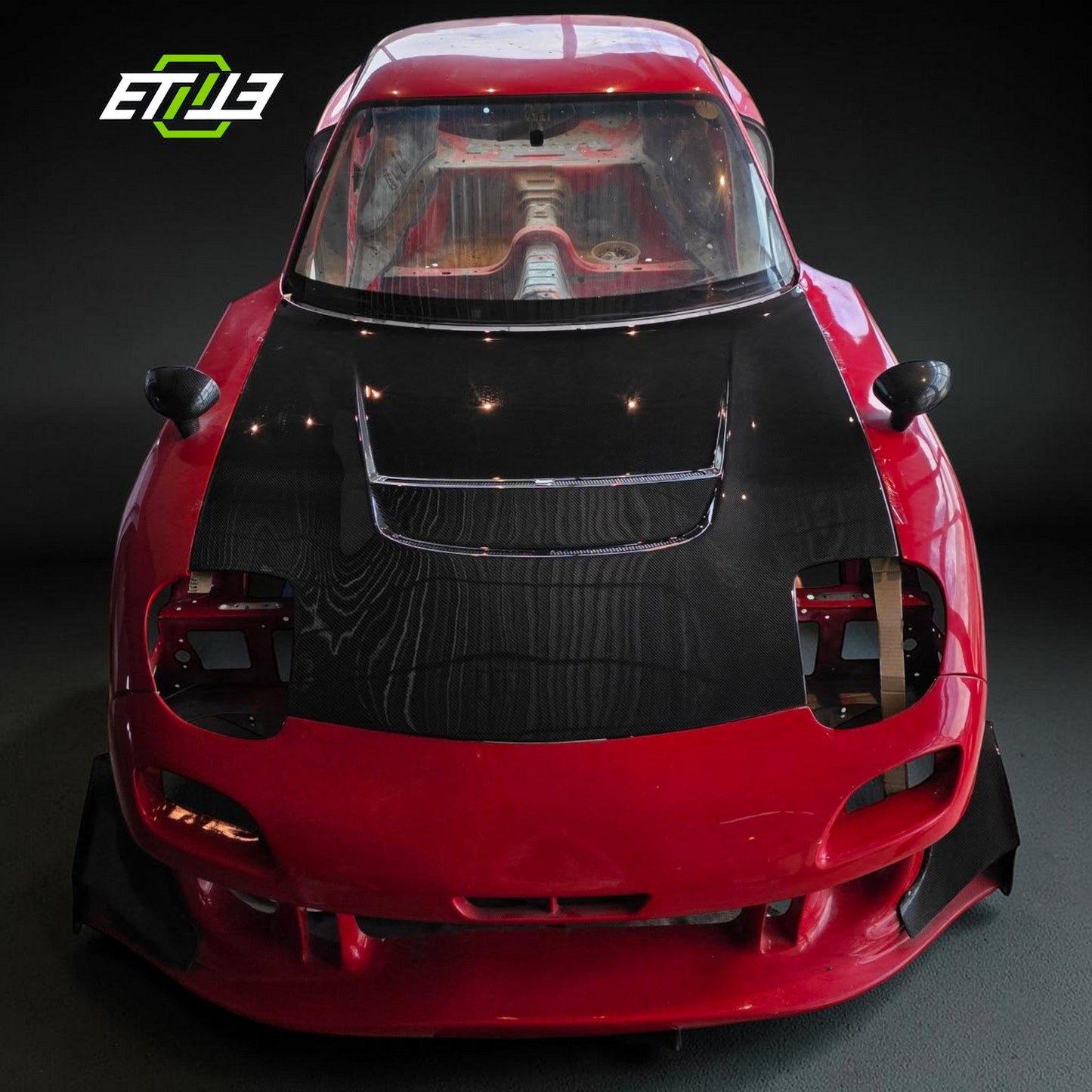 ETi Mazda RX-7 FD3S Suzuka Style Carbon Fiber Hood - 4