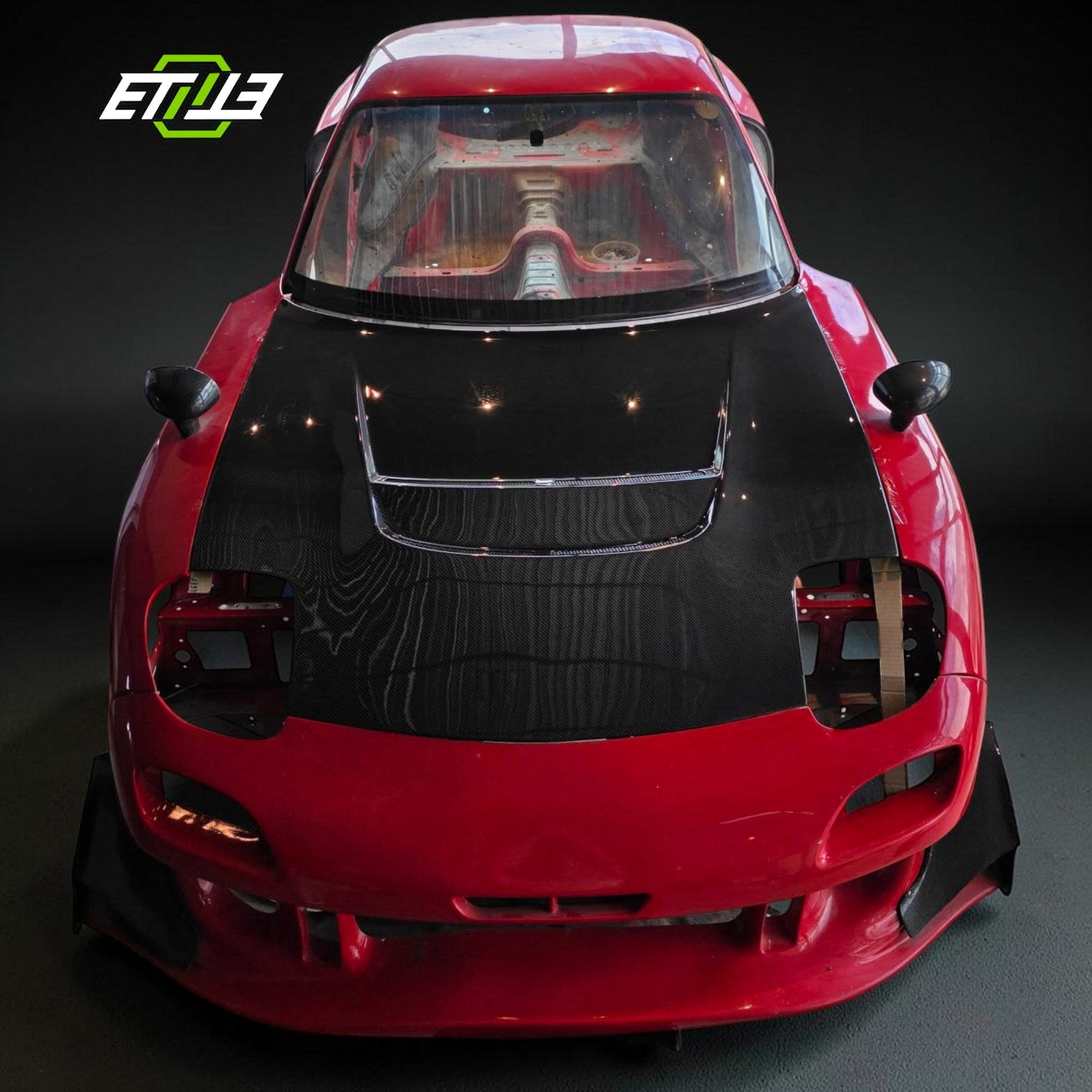 ETi Mazda RX-7 FD3S Suzuka Style Carbon Fiber Hood - 4