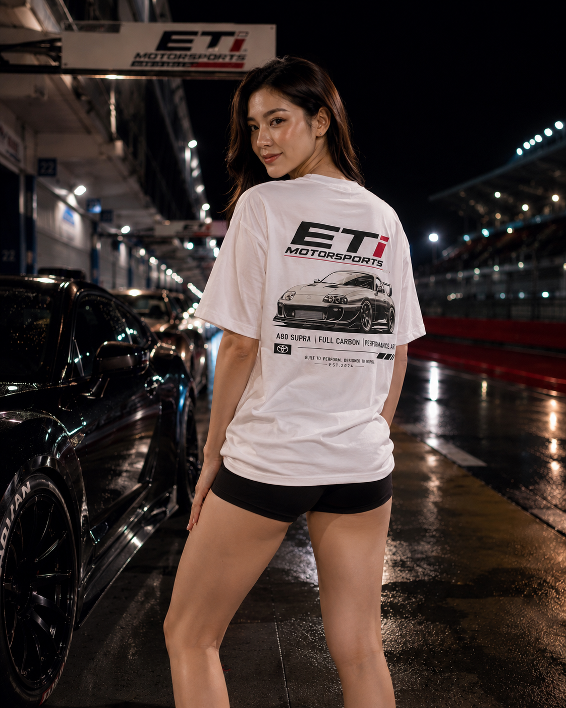 ETi Motorsports A80 Supra Full Carbon Tee - back print with race livery