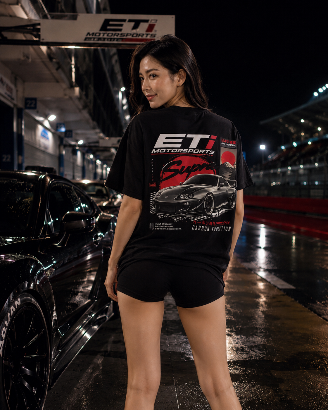 ETi Motorsports Supra Carbon Evolution Tee - black, back detail