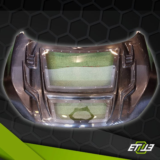 ETi Honda FK Carbon Fiber X Clear Hybrid V3 Hood - Elite Ti