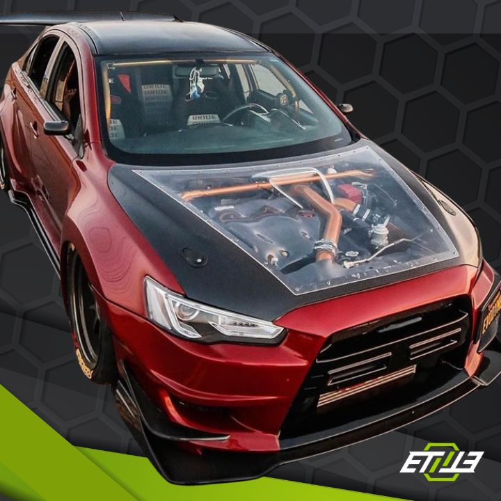 ETi Mitsubishi EVO X Carbon Fiber X Clear Hood - Elite Ti
