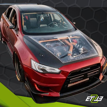 ETi Mitsubishi EVO X Carbon Fiber X Clear Hood - Elite Ti