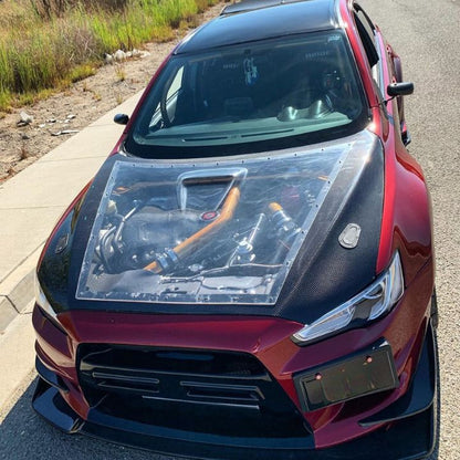 ETi Mitsubishi Evo X Carbon Fiber X Clear Hood - Elite Ti