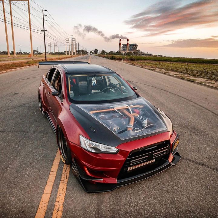 ETi Mitsubishi Evo X Carbon Fiber X Clear Hood - Elite Ti