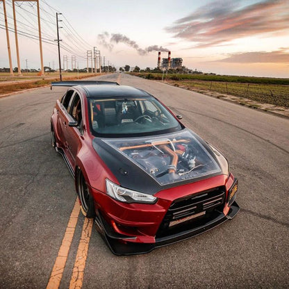 ETi Mitsubishi Evo X Carbon Fiber X Clear Hood - Elite Ti