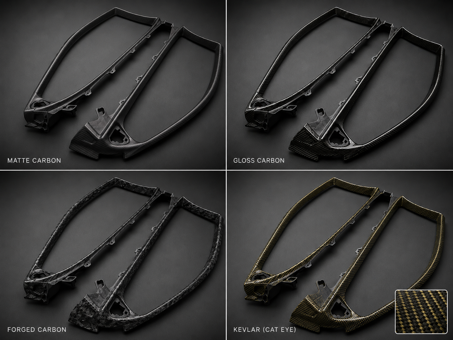 SC300 / SC400 / Soarer window trims in matte carbon, gloss carbon, forged carbon and kevlar