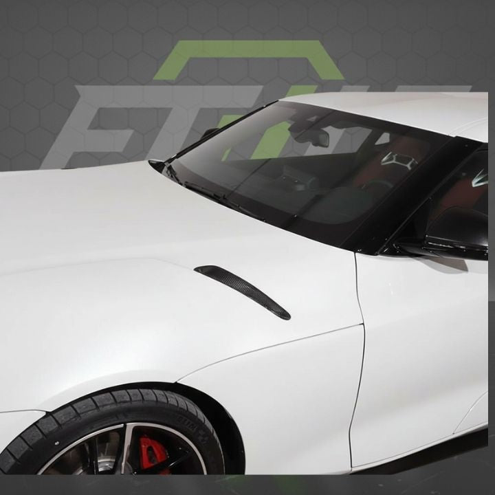 ETi Toyota Supra MKV Carbon Fiber Hood Vent Scoop Covers - Elite Ti