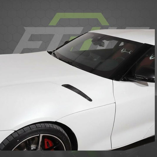 ETi Toyota Supra MKV Carbon Fiber Hood Vent Scoop Covers - Elite Ti