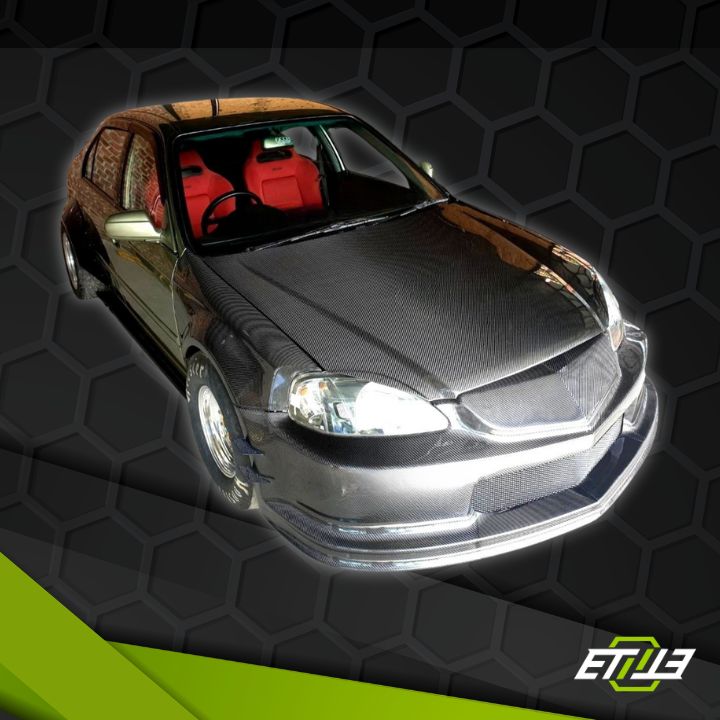 Honda Civic EK 2/4 - Door Drag Stance Carbon Fiber Hood - Elite Ti
