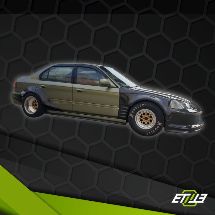 Honda Civic EK 4 - Door Drag Stance Wide Carbon Fiber Rear Fender Flares - Elite Ti