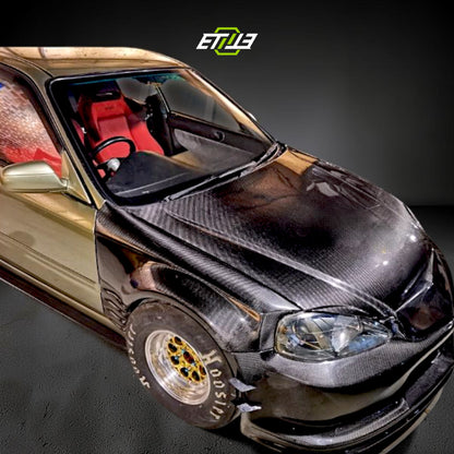 Honda Civic EK 2/4-Door Drag Stance Carbon Fiber Hood