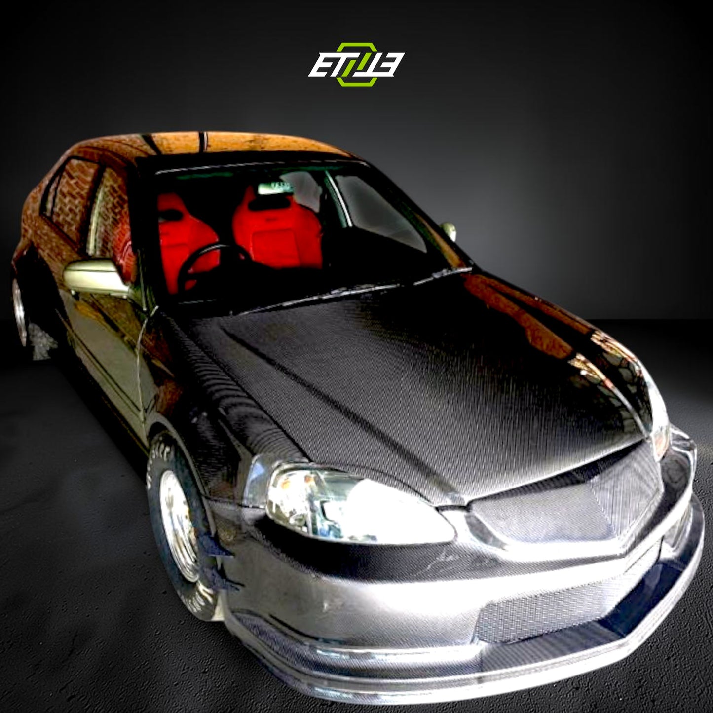Honda Civic EK 2/4-Door Drag Stance Carbon Fiber Hood