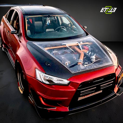 ETi Mitsubishi EVO X Carbon Fiber X Clear Hood