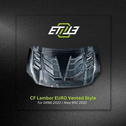 Toyota GR86 Carbon Fiber Lambor Euro Vented Hood - Elite Ti